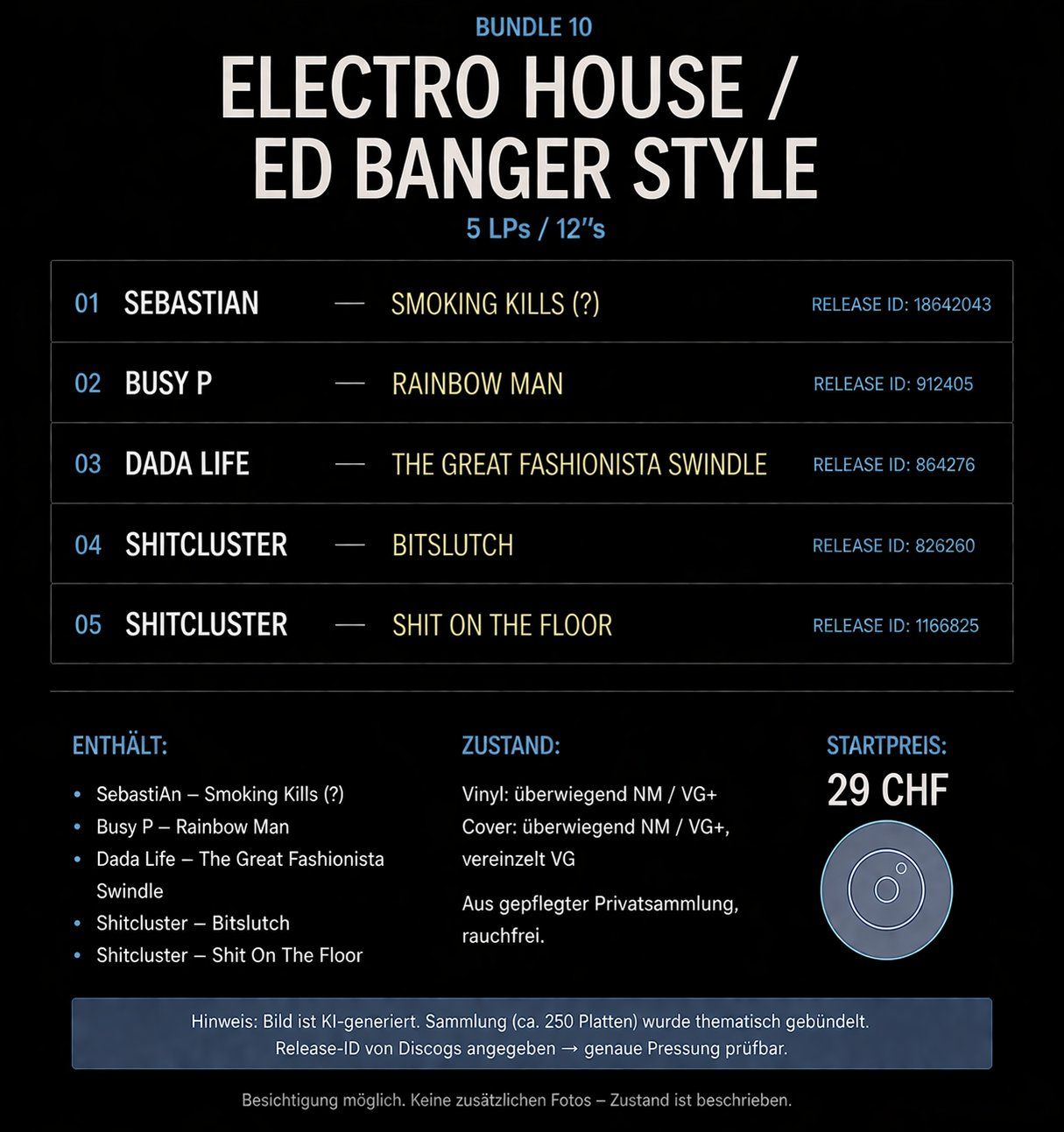 Dischi in vinile: Electro House / Ed Banger Style Vinyl Bundle – Usato da Zürich venduto da DonDDR