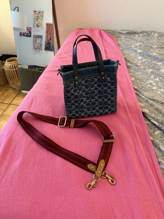 COACH denim handbag with strap