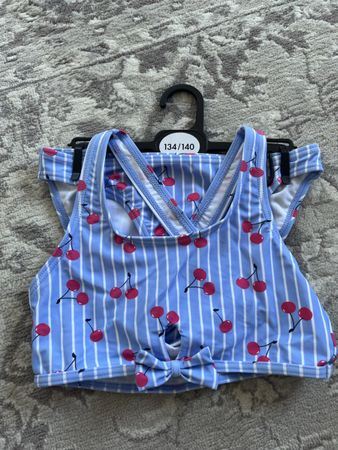 Bikini girls size 134/140 striped cherry print new