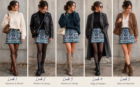 H&M Minirock Jupe Gr. 38 blau gemustert