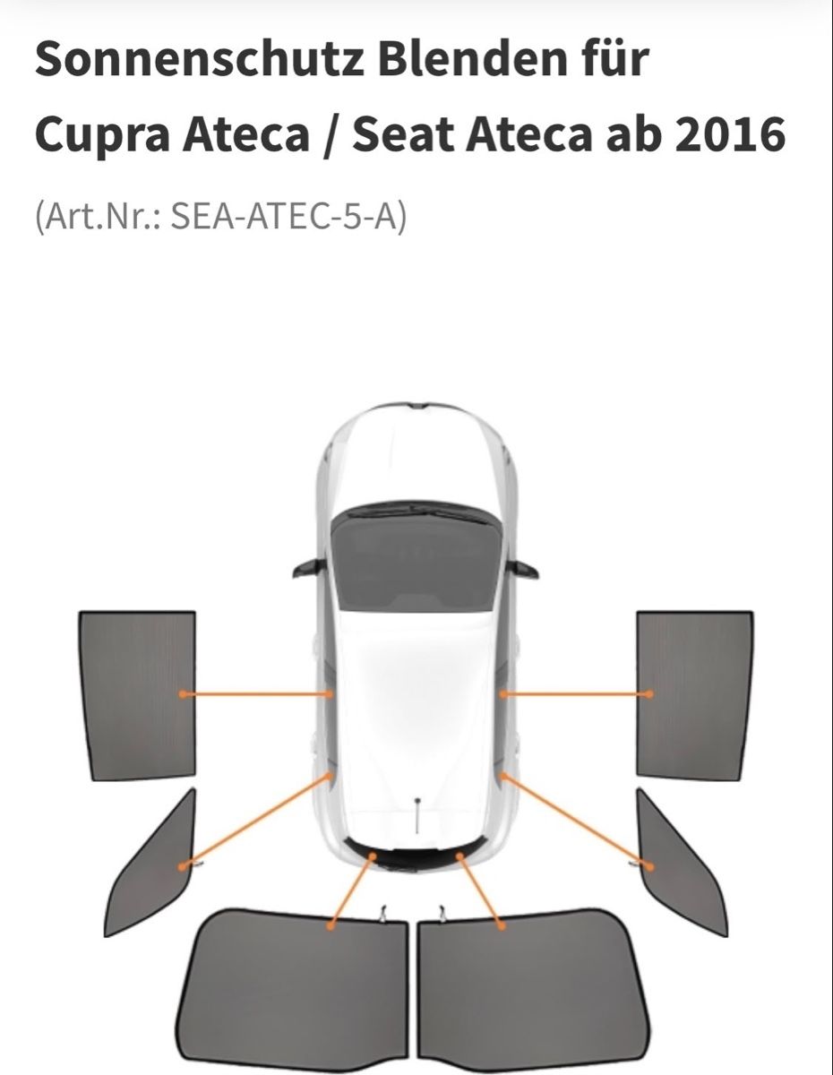 Toutes les pièces détachées: Sonnenschutzblenden Seat Ateca / Cupra Ateca ab 2016 – D'occasion à Aesch BL par Switcha