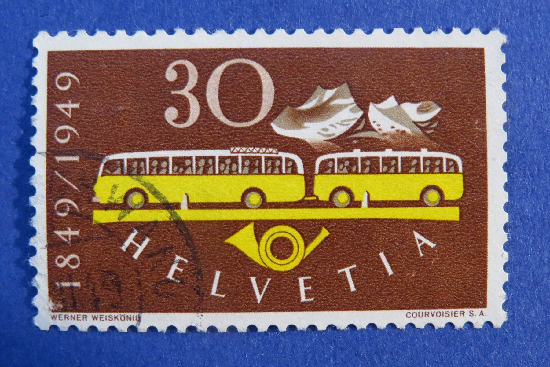 Tutti i francobolli: Serie '100 Jahre Eidg.Post' 1949, Nr.291-293. – Usato da Brunnen venduto da Kumari 1