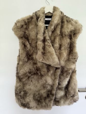 Mango Kunstfellweste Beige/Braun (S)