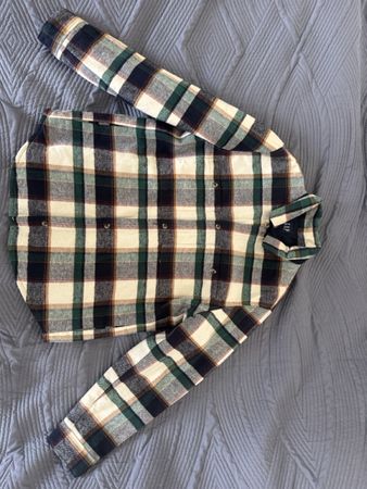 Gap flannel shirt plaid green white (size M)