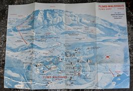 1955/56 Faltprospekt FLIMS-WALDHAUS flims dorf WINTER