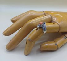 925er Silber RING (Koralle?)