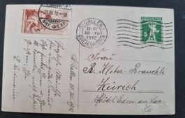 1912 : Pro Juventute Vorläufer I auf AK, KP 350.--