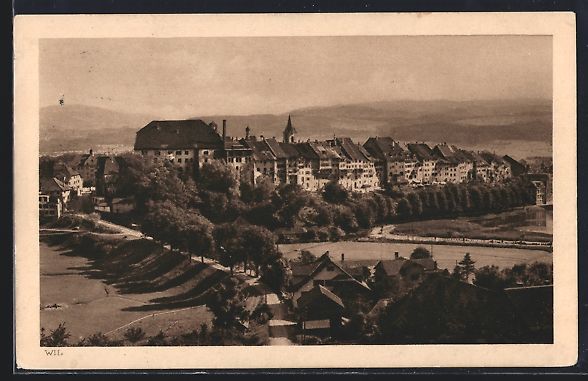 Cartoline postali: AK Wil, Partie mit Kirchturm, 1918 – Usato da Berlin venduto da bartko-reher
