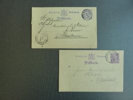 2 Postkarten "Königreich Würtemberg1889, Fr. 4.--