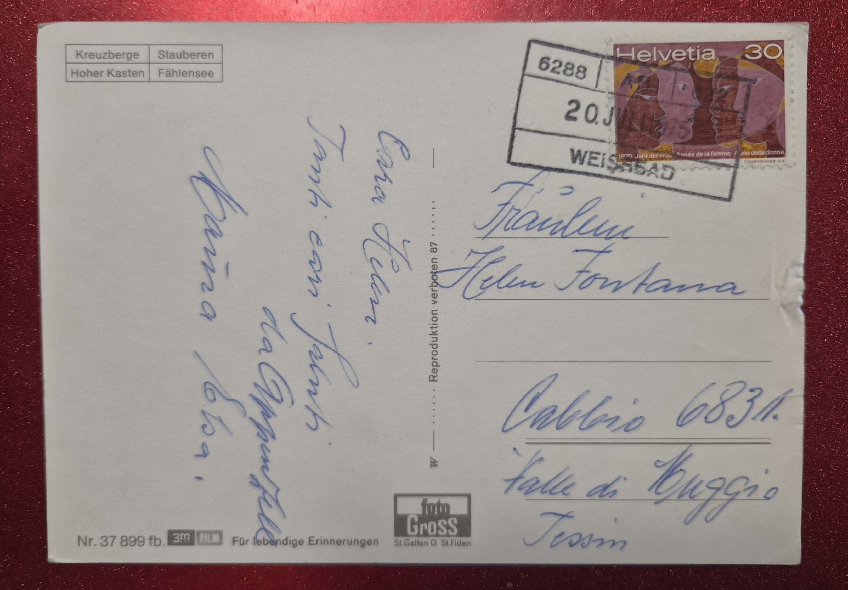 Cartoline postali: Gruss vom Alpstein 1975 – Usato da Melchnau venduto da Fishel 1