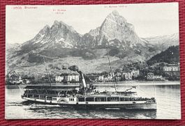 Brunnen mit Dampfer Stadt Luzern 