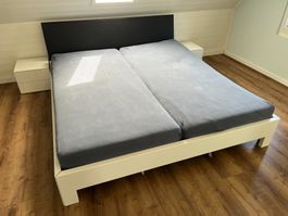 Designer Doppelbett 180x200 cm inkl. 2 Nachttische