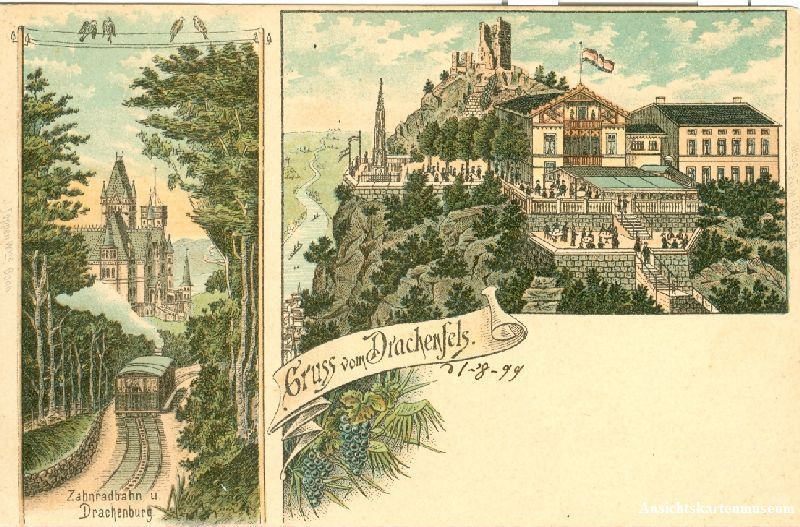 Ansichtskarten: Drachenfeld - Gruss aus .. Litho + c1900 – Gebraucht aus Emmenbrücke von teestube