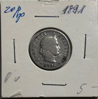 Schweiz 20 Rappen 1891 B I/II - abart, minim verdreht