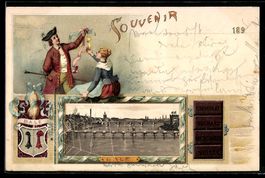 Litho Basel / Bâle, Rheinpartie mit Br