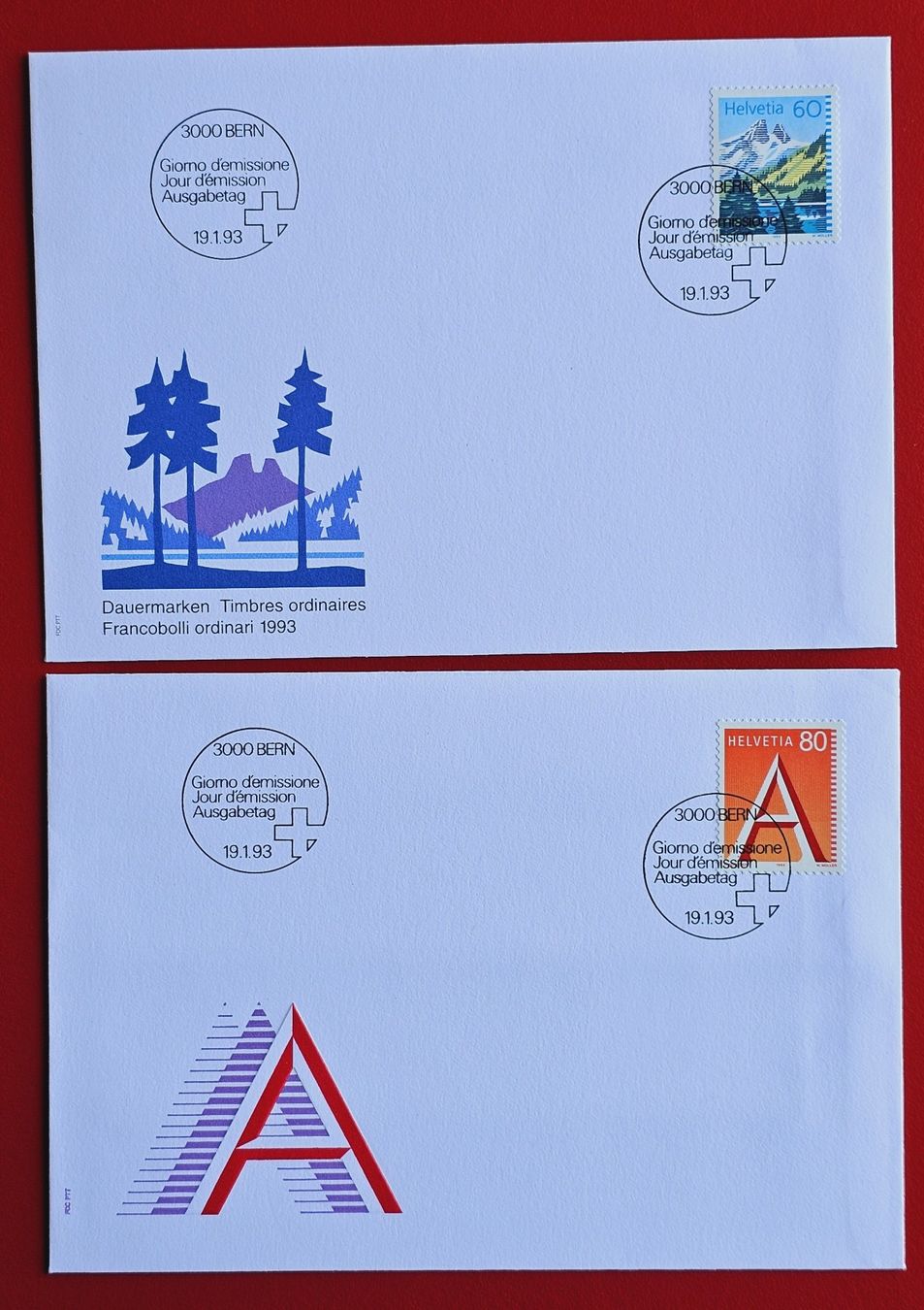 Tutti i francobolli: FREIMARKEN A- UND B POST 837 838 FDC 1993 – Nuovo (secondo la descrizione) da Düdingen venduto da Quartierstrasse