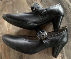 Elegante schwarze Marken-Spangenpumps in Leder v. Gabor - 36
