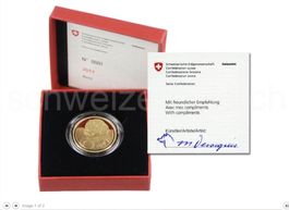 50 fr Barry Gold Münze mit Kunstler Unterschrift