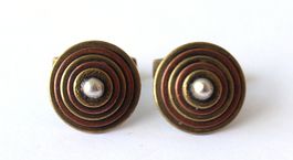 Paar Spiralförmige Vintage Manschettenknöpfe Goldig-Kupfer