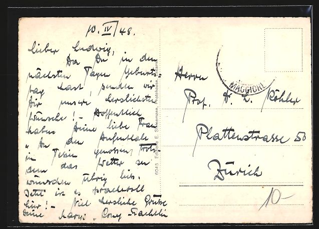 Cartoline postali: AK Bosco-Gurin, Gesamtansicht, 1948 – Usato da Berlin venduto da bartko-reher 1