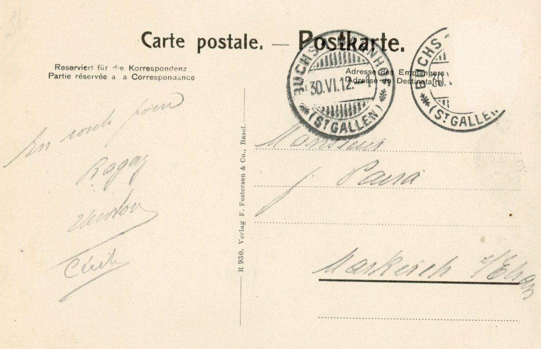 Cartoline postali: Buchs  SG    mit Bahnhofstrasse     um 1912 – Usato da Brig venduto da Valcards54 1