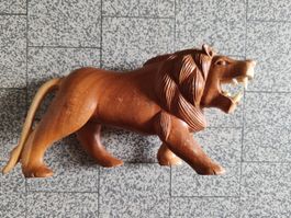 Holzfigur L602 Löwe handgeschnitzt Dekoration 