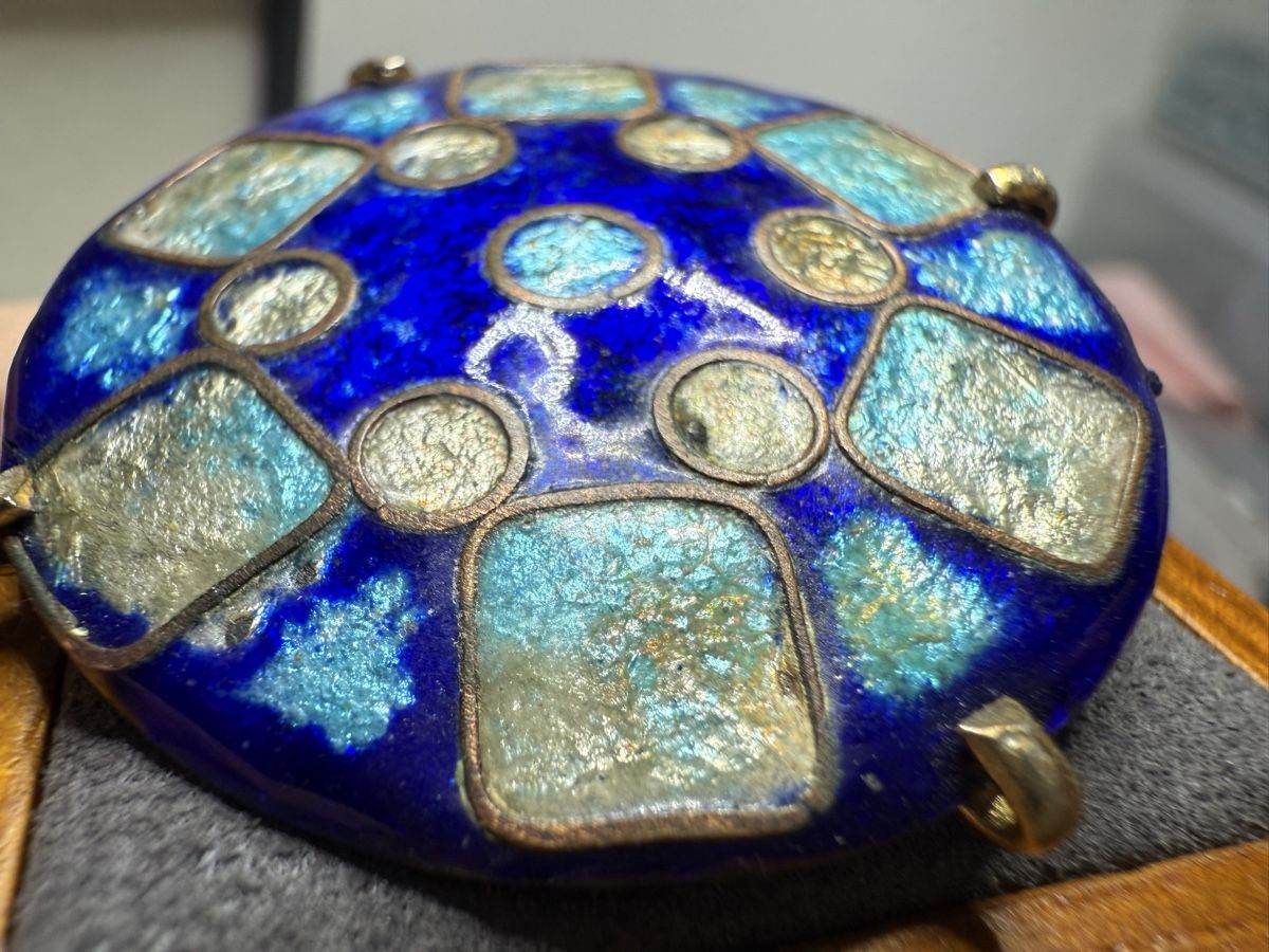 Spille & Fermagli: Vintage-Brosche blau/türkis farbe, emailliert – Usato da Lamone venduto da LaCantinaMagica 6