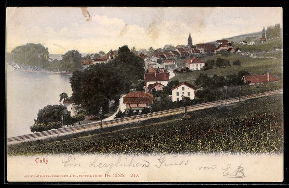 Cartoline postali: AK Cully, Totalansicht mit Kirche – Usato da Berlin venduto da bartko-reher