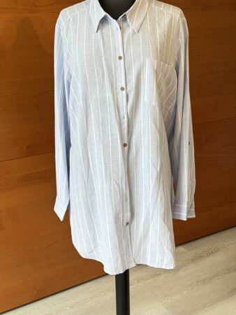 Lässig aparte  Bluse lang/ hellblau/weiss gestreift  Gr.48
