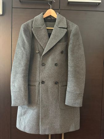Cappoto lana grigio taglia 48 drop 6 grigio trench tweed