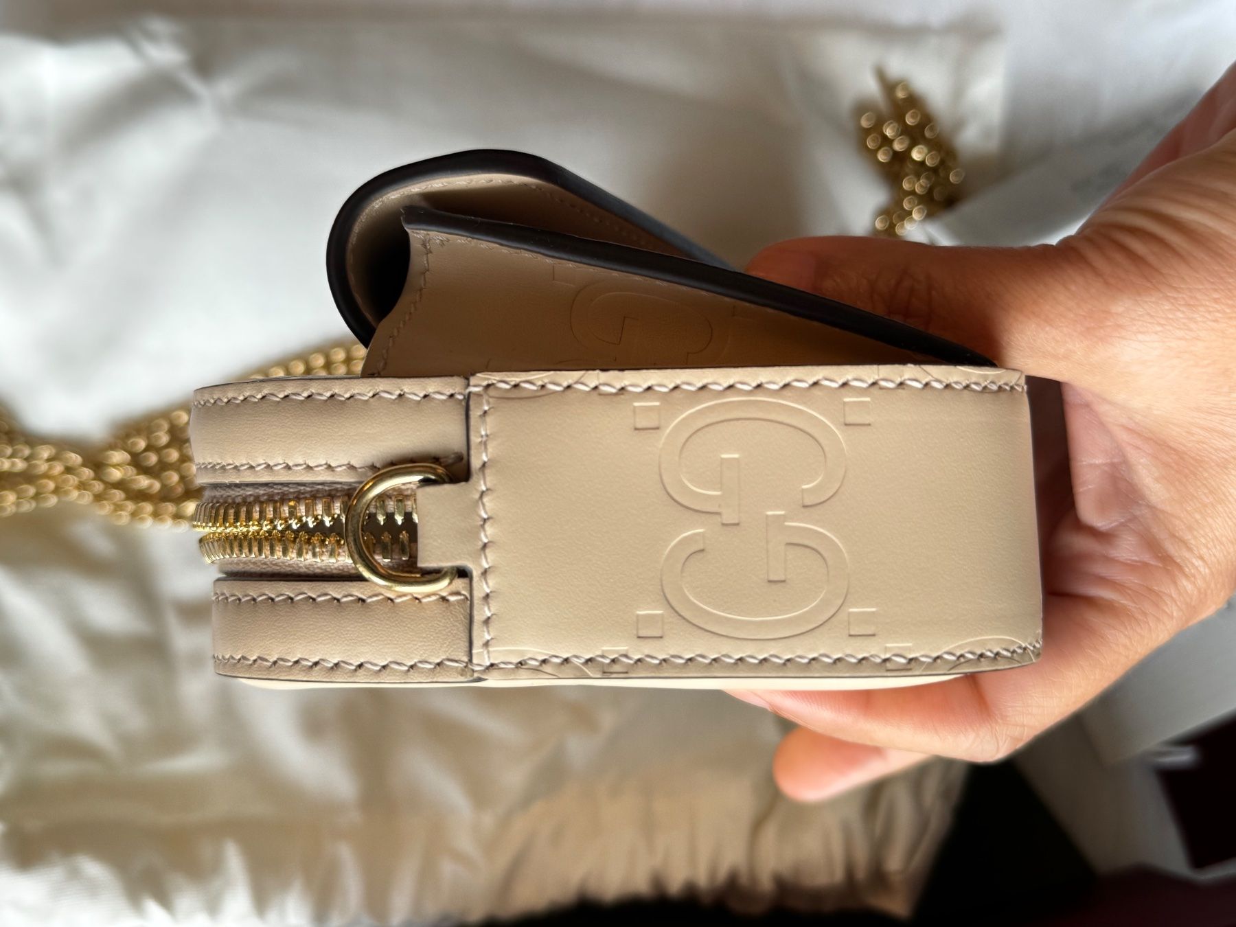 Gucci Borse da donna: Gucci GG Gilbert Monogram Tasche - Beige Leder Neu – Nuovo e nell'imballaggio originale da Grossdietwil venduto da RSW032 5