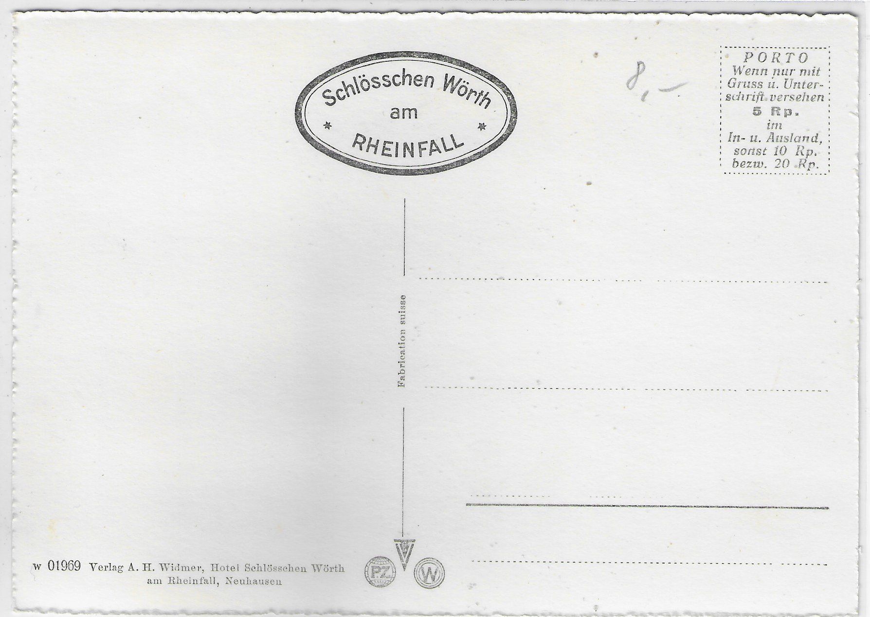 Cartoline postali: Rheinfall - Schlösschen Wörth – Usato da Ettingen venduto da Kartenplanet 1