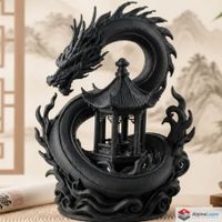 Temple Dragon Sculpture - Eastern Mythology Design - 3D Prt