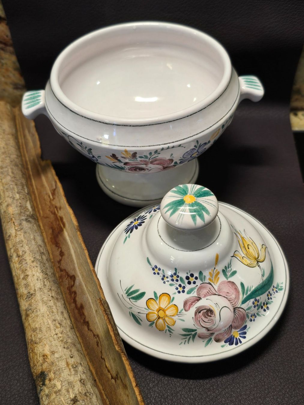 Schalen: Blumen-Suppenterrine, Vintage Keramik, Handbemalt – Gebraucht aus Walkringen von Vanuca 5