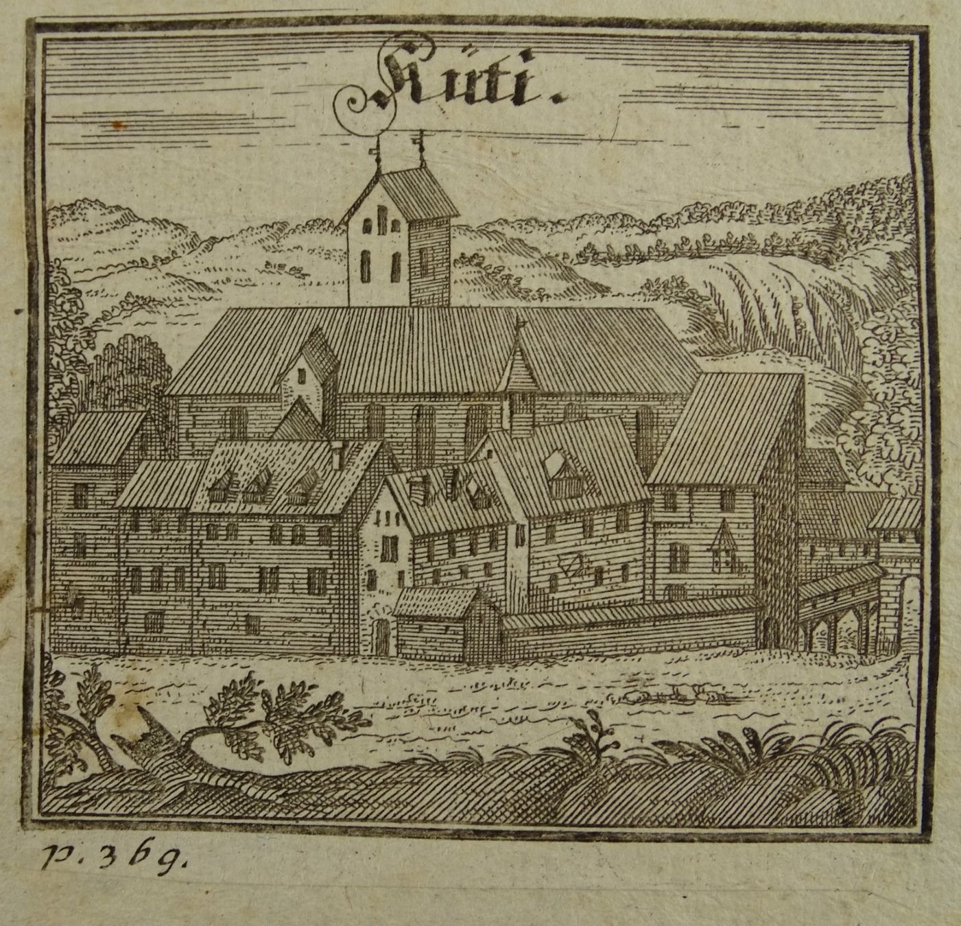 Incisioni: RÜTI, KUPFERSTICH, BLUNTSCHLI 1742 – Usato da Grüningen venduto da Kartensammler