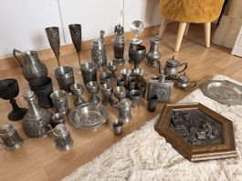 9kg Grosse Zinn Sammlung, Antik Zinnwaren, Krüge, Becher…