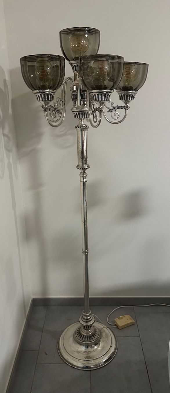 Lampade: Vintage Stehlampe, Lampe, versilbert ca. 164 cm – Usato da Dübendorf venduto da Shineforyou 1