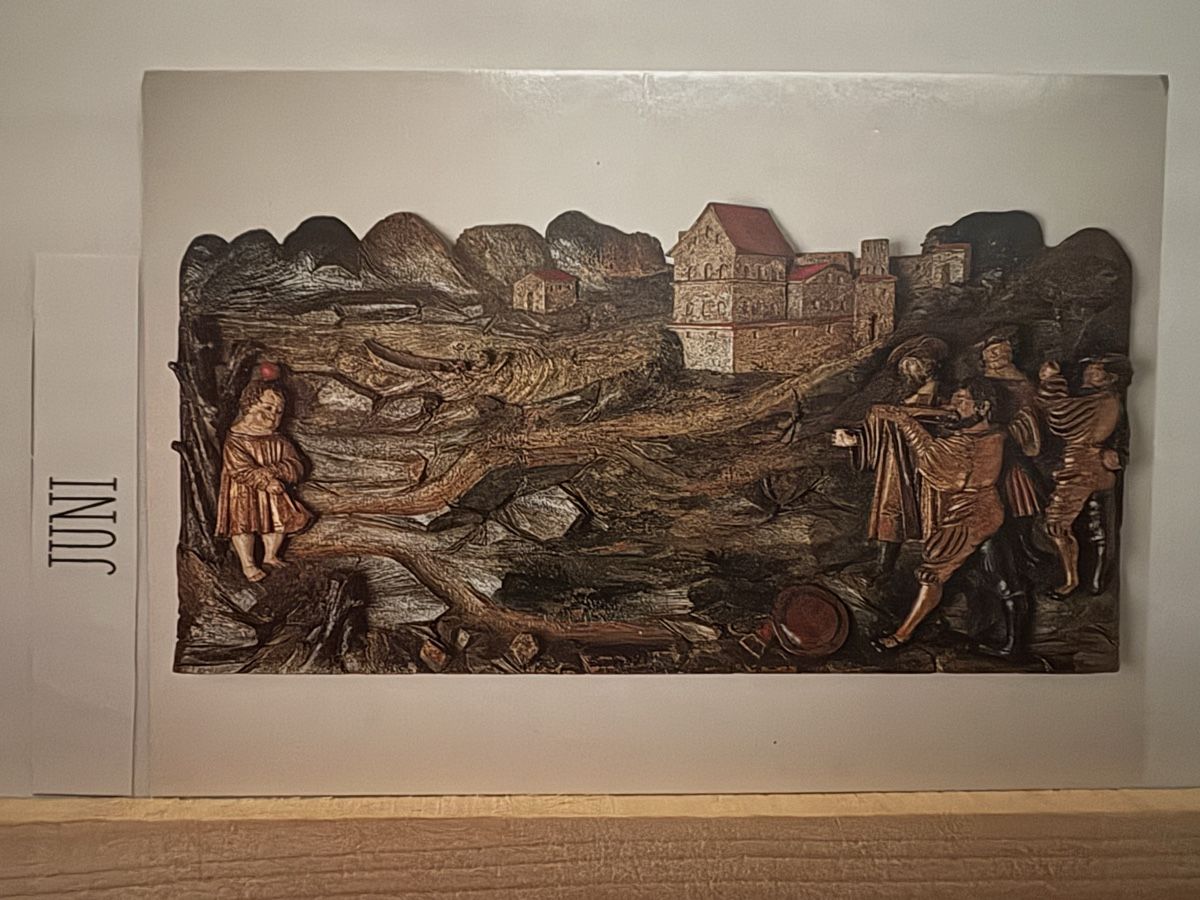 Cartoline postali: AK mit Holz Kunst / Tells Apfelschuss – Usato da Rümlang venduto da Kartenpost1