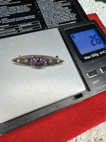 Antike Art-Déco Brosche Silber mit Amethyst Filigran um 1920