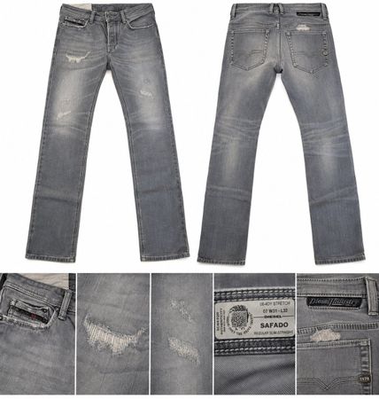 Diesel Safado - Jean gris, Taille W31/ 32, Look décontracté