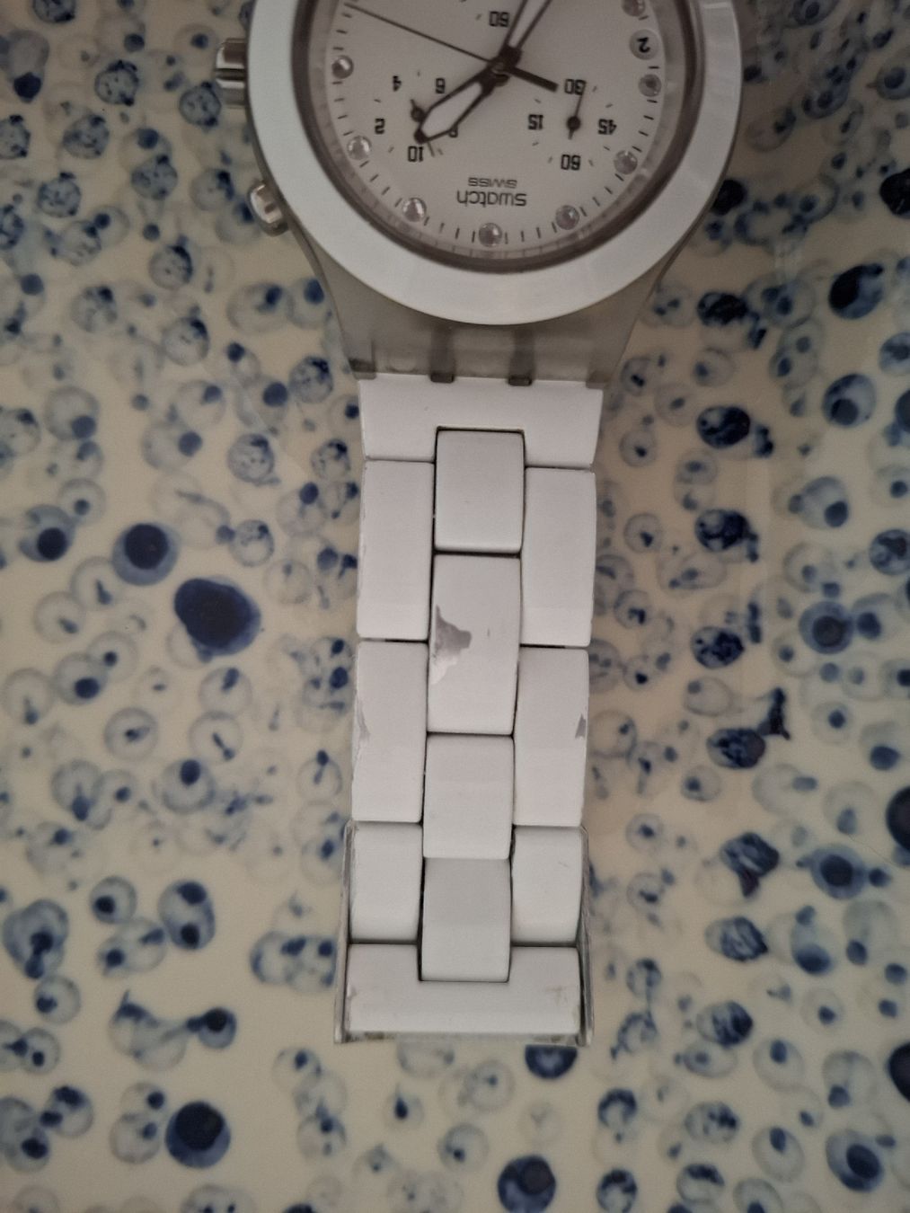 Swatch Orologi: Swatch Diaphane Chronograph White Used Ladies Watch – Usato da Leysin venduto da Libelluli 4