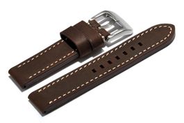 Uhrenarmband extra stark Leder Vintage 20mm dunkelbraun