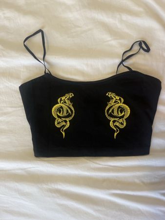 Crop top I.AM.GIA noir broderie serpent taille S