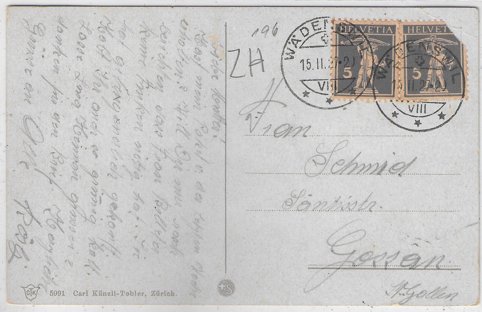Cartoline postali: Wädenswil - Bürgli - Litho – Usato da Ettingen venduto da Kartenplanet 1