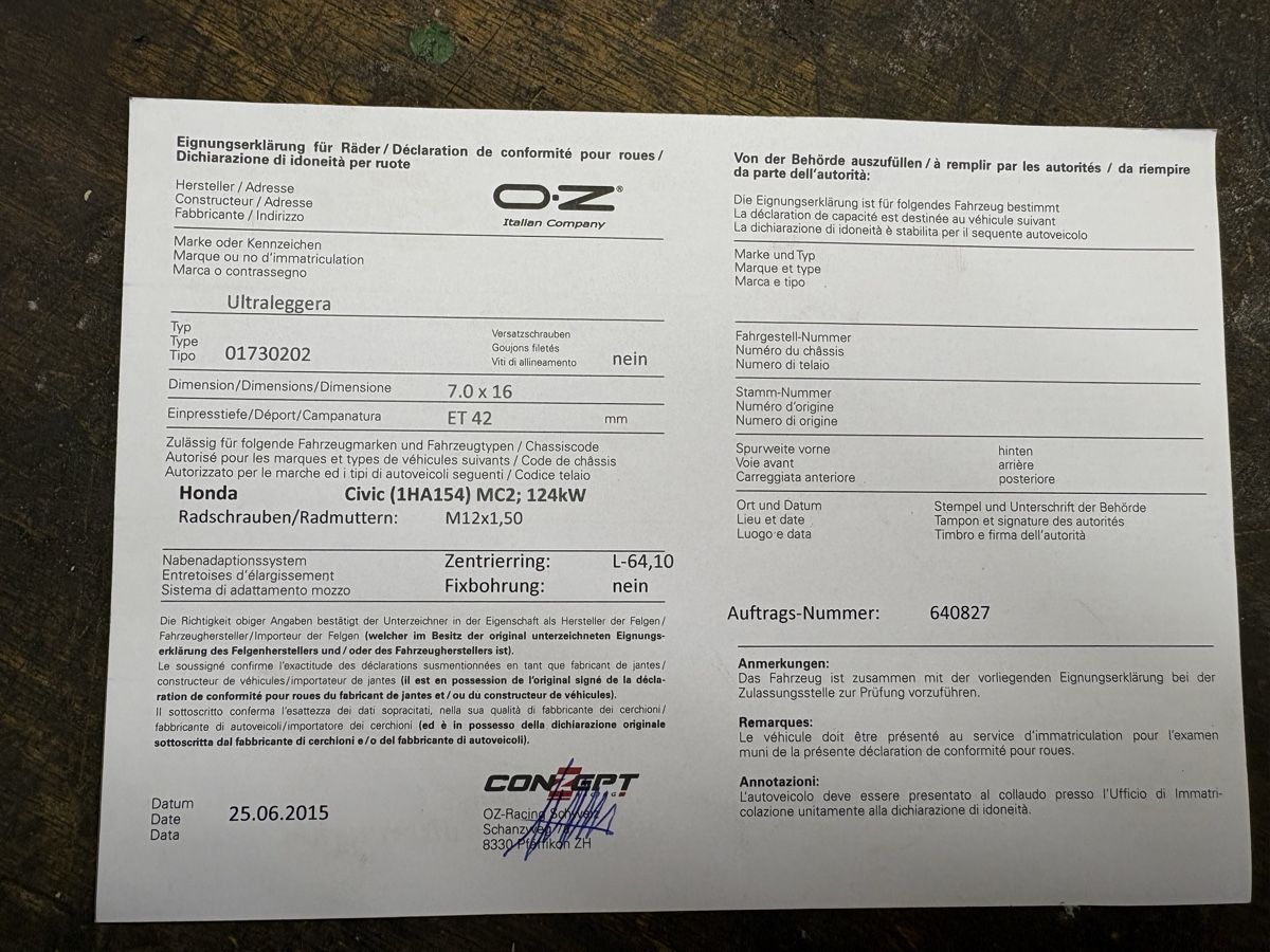 Cerchioni: Felgen OZ Ultraleggera 7Jx16 – Usato da Thun venduto da Noel01112 8