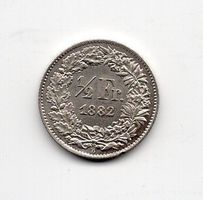 (935) Schweiz, ½ Franken, 1882, top stgl