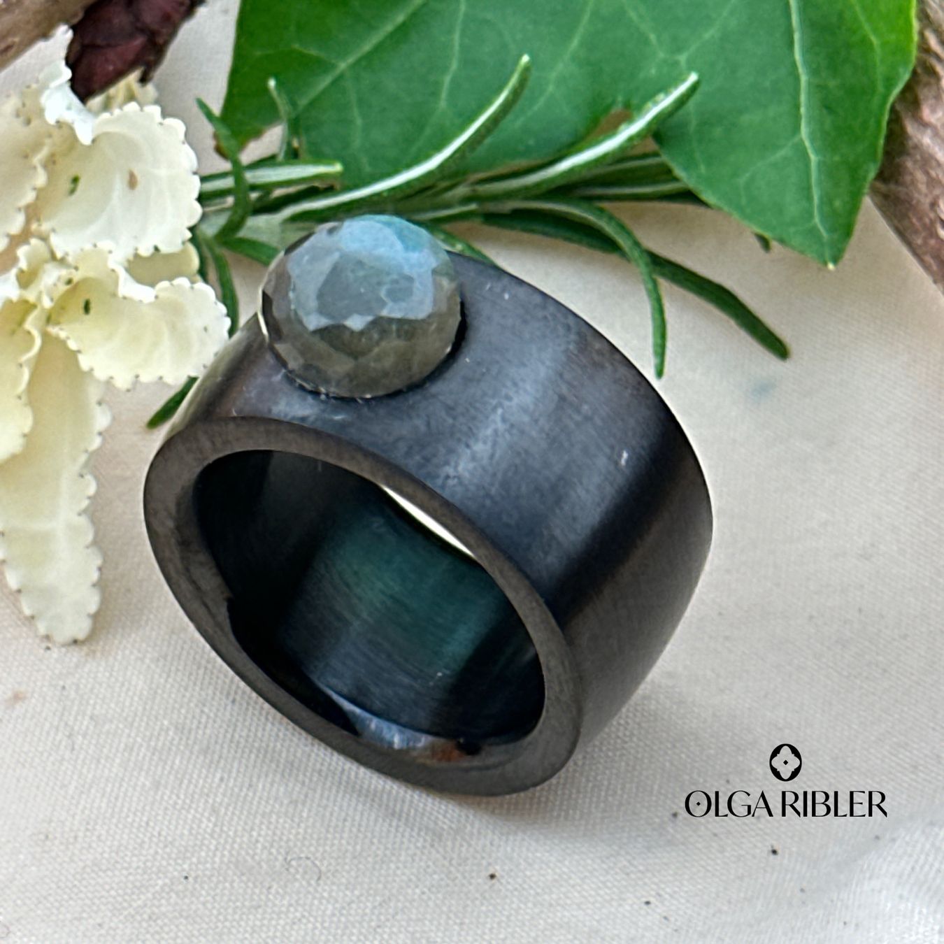Olga Ribler Ringe: Edelstahlring mit Labradorit, Gr. 60 – Neu (gemäss Beschreibung) aus Luzern von MonikaS03