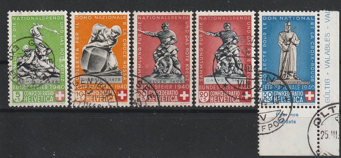 Tutti i francobolli: 1940 Serie Bundesfeier ZNr. B3-B7 – Usato da Arlesheim venduto da gaugi43