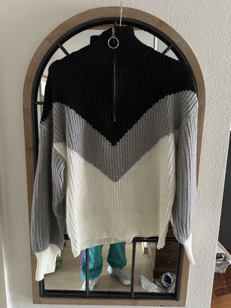 Trendiger Strickpullover mit Reissverschluss, Grösse M