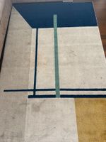 Teppich geometrisches Muster blau gelb gebraucht